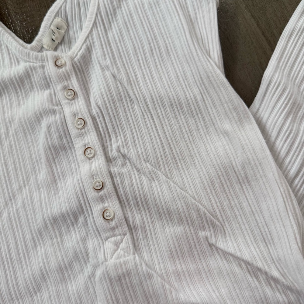 NEW Aerie White Ribbed Double V Neck Henley Bodycon Maxi Dress - Picture 8 of 9